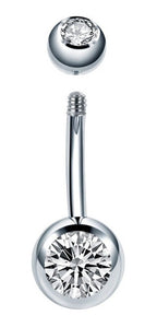Piercing De Umbigo Com 2 Pedras Titânio Pequeno