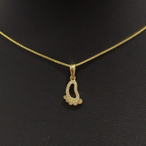 Colar Pezinho Gestante Pedra Zirconia F. Ouro 18k Semijoia