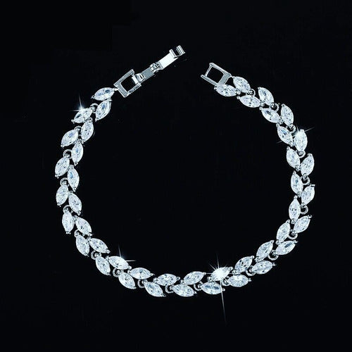 Pulseira Bracelete Prata Com Zircônia Noiva Debutante