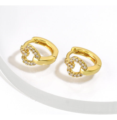 Brinco De Argola Maça Pedra Zircônia Dourado F Ouro Pequeno