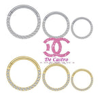 Piercing Argola 100% Titânio Septo Daith Pedra Zircônia 8 10