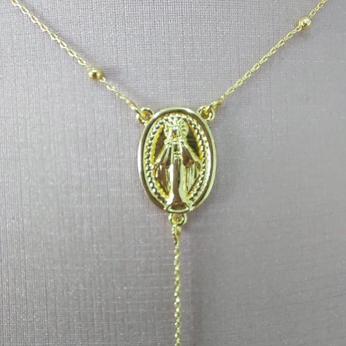 Colar Terço Noiva Dourado Delicado Banhado A Ouro 18k