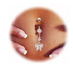 Piercing De Umbigo Pendurado Dourado Borboleta Zirconia Aço