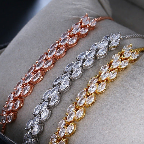 Pulseira Bracelete Dourada Pedra Zircônia Noiva Debutante