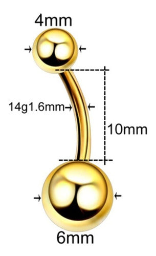 Piercing De Umbigo De Titânio Anodizado Dourado