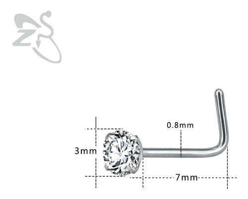 Piercing Nariz Nostril Estrela Pedra Zirconia 3mm Pt De Luz