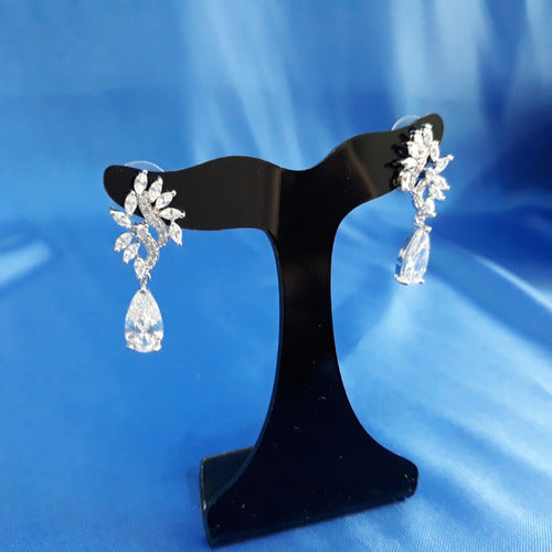 Brinco Noiva Pedra Zirconia Prata Gota Debutante 15 Anos