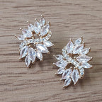 Brinco Zirconia Noiva Dourado Festa Madrinha Casamento Fixo