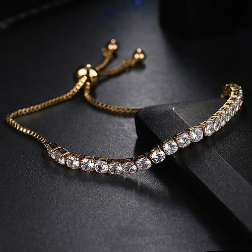 Pulseira Bracelete Prata Com Pedra Zircônia Noiva Debutante