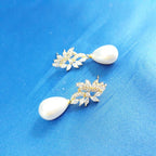 Brinco Pérola E Zirconia Noiva Pequeno Delicado Dourado Gota