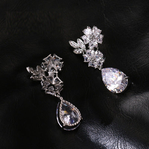 Brinco Noiva Pedra Zirconia Prata Festa Debutante Luxo