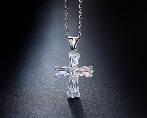 Colar Gargantilha Cruz Crucifixo Noiva Zirconia Prata