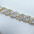 Pulseira Bracelete Dourada Zircônia Noiva Debutante 15 Anos - 18 cm - Dourado - 18 cm