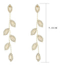 Brinco Noiva Pedra Zirconia Dourado Festa Debutante Folhas