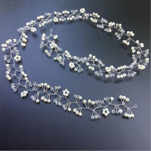 Tiara Arranjo Grinalda Cabelo Noiva Pérola Fio Strass Brilho