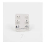 Trio Brinco Pedra Zirconia Coração Prata 925 3 4 5 Mm