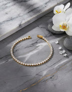 Pulseira Bracelete Riviera Dourada Zircônia Noiva Debutante