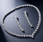 Conjunto Colar E Brinco Noiva Zircônia Prata Festa Debutante