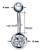 Piercing De Umbigo Com 2 Pedras Titânio Pequeno