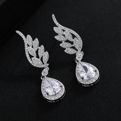 Brinco Noiva Pedra Zirconia Prata Gota Debutante Festa
