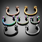 Piercing Septo Ferradura Titânio Cartilagem Preto Prata