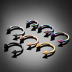 Piercing Septo Ferradura Titânio Spike Preto Prata