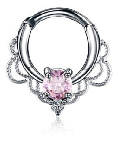 Piercing Para Nariz Septo Indiano Prata Pedra Zirconia