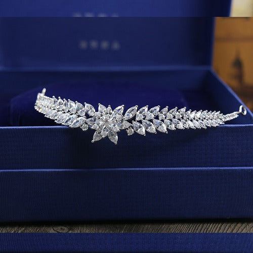 Coroa Tiara Cabelo Noiva Prata Zirconia Debutante Daminha