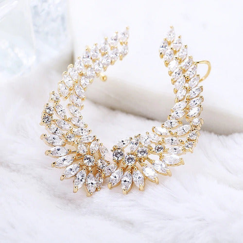 Brinco Ear Cuff Noiva Pedra Zirconia Dourado Festa Debutante