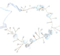 Tiara Arranjo Cabelo Noiva Pérola Fio Flor Dourado 30 Cm