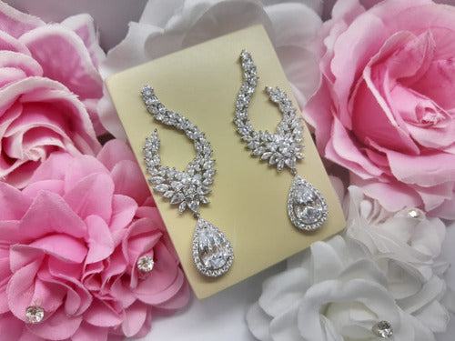 Brinco Noiva Pedra Zirconia Prata Festa Gota Luxo Grande