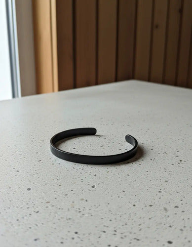 Pulseira Bracelete Prata Preta Aço Inoxidável Inox Liso 6 Mm
