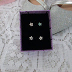 Brinco Flor Zirconia Pequeno Dourado Prata Rosa Verde F Ouro