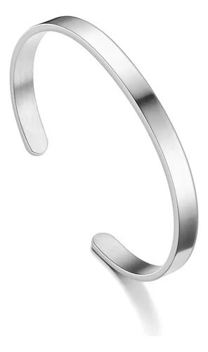 Pulseira Bracelete Prata Preta Aço Inoxidável Inox Liso 6 Mm