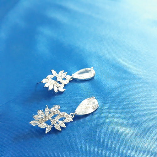 Brinco Noiva Pedra Zirconia Prata Gota Debutante 15 Anos