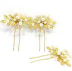 Arranjo Enfeite Dourado Cabelo Noiva Perola Dama Debutante