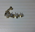 Piercing De Umbigo Dourado Ouro Pendurado Estrela Invertido