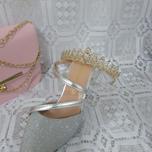 Coroa Tiara Arranjo Cabelo Noiva Strass Dourada Ouro
