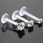 Piercing Tragus Labret Pt De Luz Aço Bioplast Zirconia 3 Mm