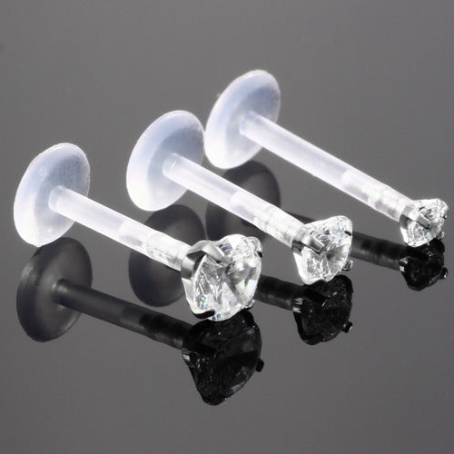 Piercing Tragus Labret Pt De Luz Aço Bioplast Zirconia 3 Mm