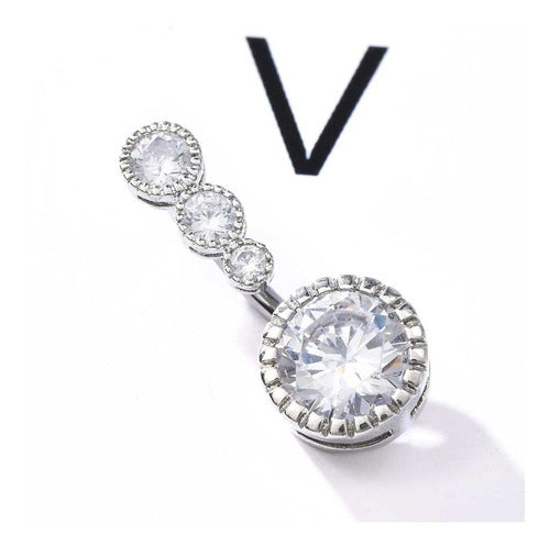 Piercing De Umbigo Invertido Dourado Prata Pedra Zirconia