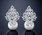 Brinco Noiva Zirconia E Pérola Prata Delicado Luxo