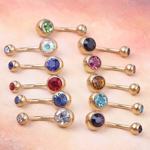 Kit 10 Piercing De Umbigo Dourado Banhado A Ouro 18k
