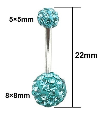 Piercing De Umbigo Prata Strass Branco Duplo Aço Barato