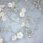 Tiara Arranjo Cabelo Noiva Pérola Fio Flor Dourado Prata