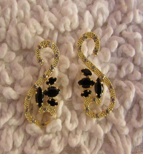 Brinco Dourado Noiva Pedra Zirconia Verde Azul Preto Festa