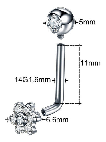 Piercing Íntimo Genital Christina Flor Pedra Zircônia