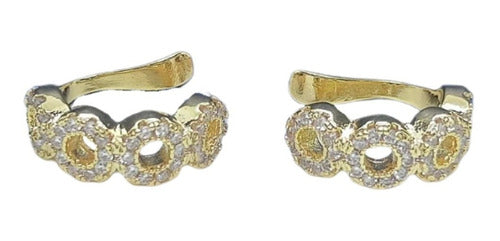 Piercing Argola Falso Fake Dourado Pedra Zirconia Semi Joia