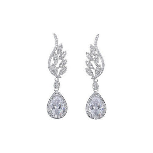 Brinco Noiva Pedra Zirconia Prata Gota Debutante Festa