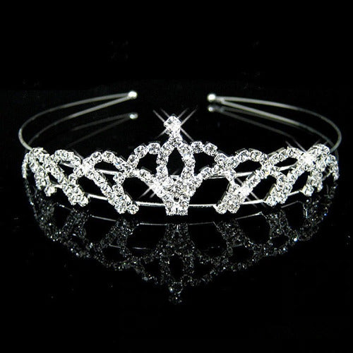 Coroa Tiara Dama Daminha Noiva Strass Pérola Prata Barata